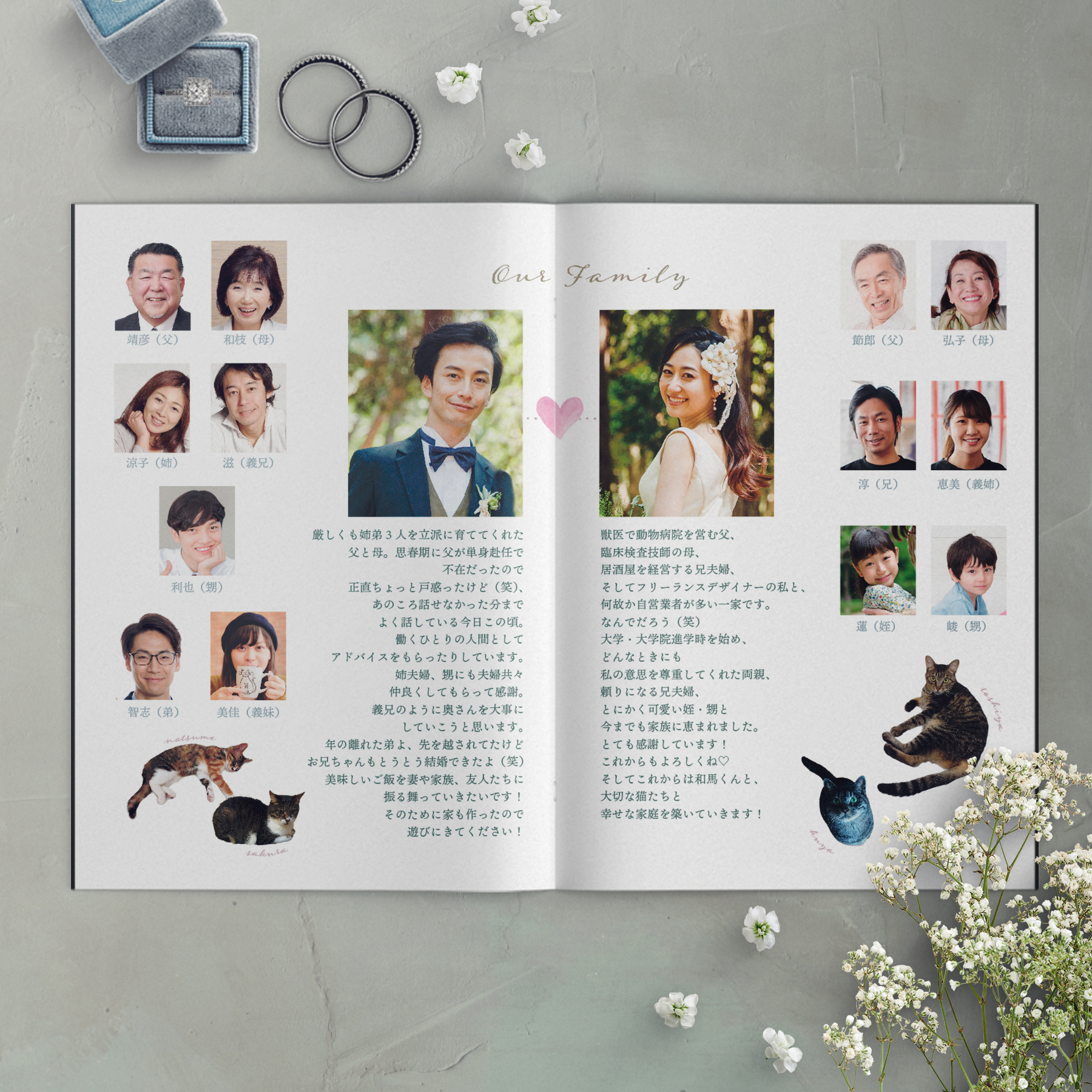 結婚のご報告にも使えるA6サイズ／ミニプロフィールパンフレット